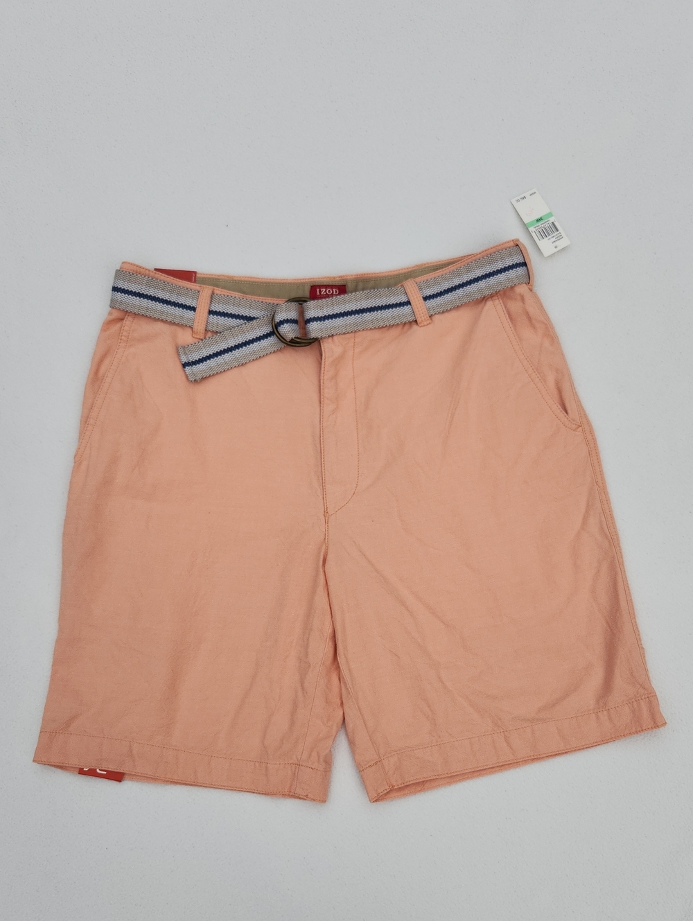 ​IZOD NWT Men's Belted Chino Shorts Peach Coral Size 34